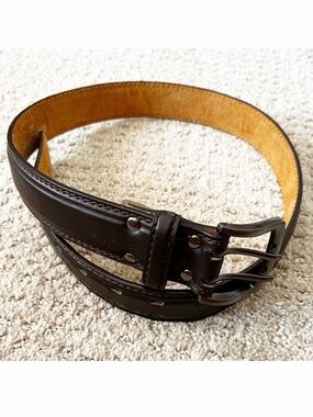 Mens Youth Boys Brown Leather Belt Sz 32 Saddle Everyday Career Formal Dress